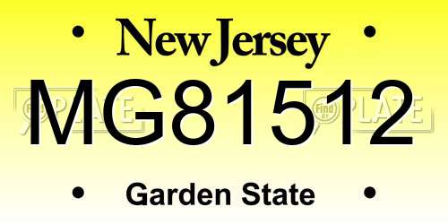 MG81512 New Jersey License Plate