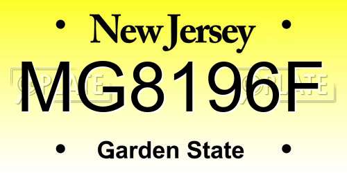 MG8196F New Jersey License Plate