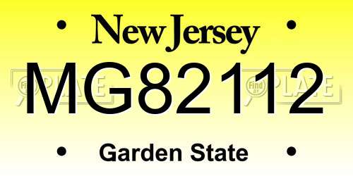 MG82112 New Jersey License Plate