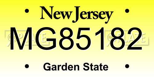 MG85182 New Jersey License Plate