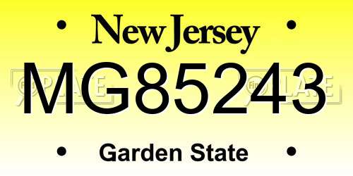 MG85243 New Jersey License Plate