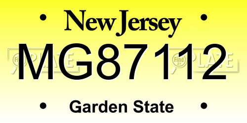 MG87112 New Jersey License Plate