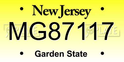 MG87117 New Jersey License Plate