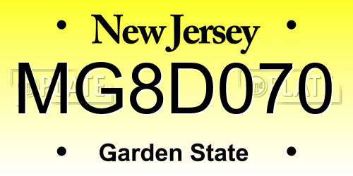 MG8D070 New Jersey License Plate