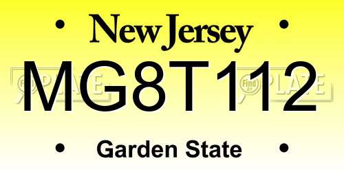 MG8T112 New Jersey License Plate