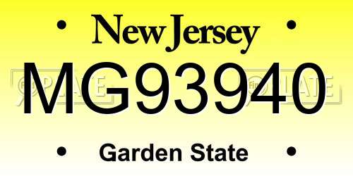 MG93940 New Jersey License Plate