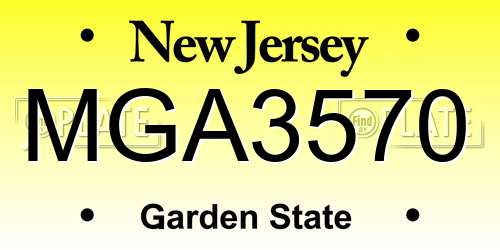 MGA3570 New Jersey License Plate