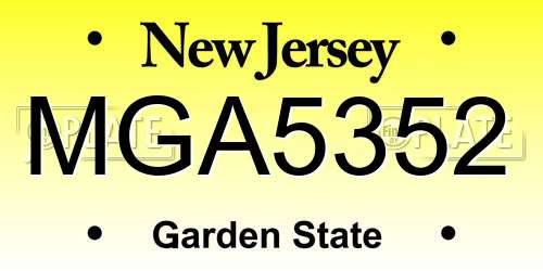 MGA5352 New Jersey License Plate