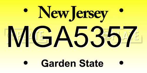 MGA5357 New Jersey License Plate