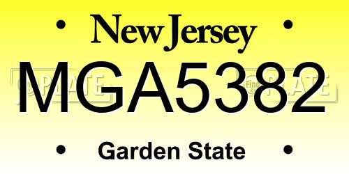MGA5382 New Jersey License Plate