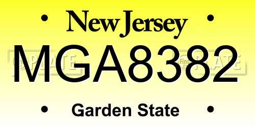MGA8382 New Jersey License Plate