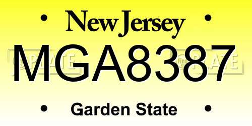 MGA8387 New Jersey License Plate
