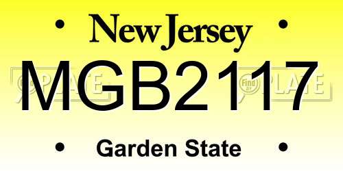 MGB2117 New Jersey License Plate