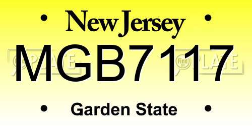 MGB7117 New Jersey License Plate