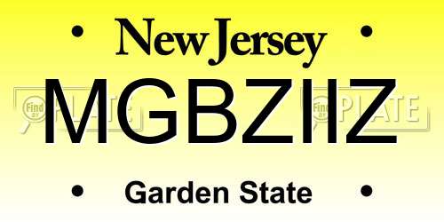 MGBZIIZ New Jersey License Plate