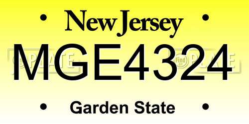 MGE4324 New Jersey License Plate