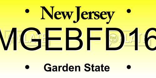MGEBFD16 New Jersey License Plate