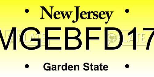 MGEBFD17 New Jersey License Plate