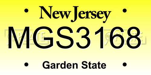 MGS3168 New Jersey License Plate