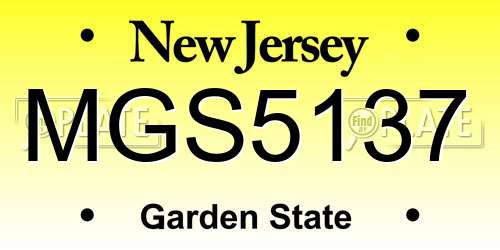 MGS5137 New Jersey License Plate
