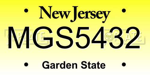 MGS5432 New Jersey License Plate