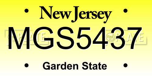MGS5437 New Jersey License Plate