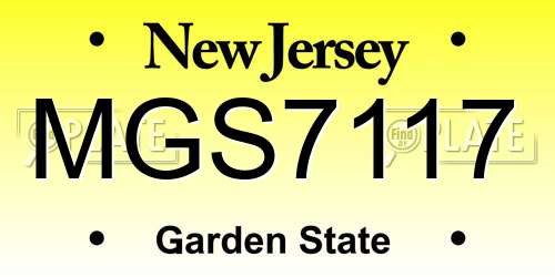 MGS7117 New Jersey License Plate