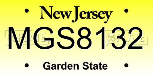 MGS8132 New Jersey License Plate