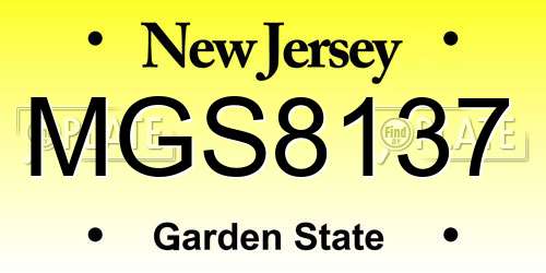 MGS8137 New Jersey License Plate