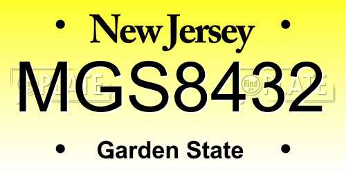 MGS8432 New Jersey License Plate