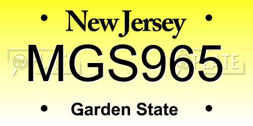MGS965 New Jersey License Plate