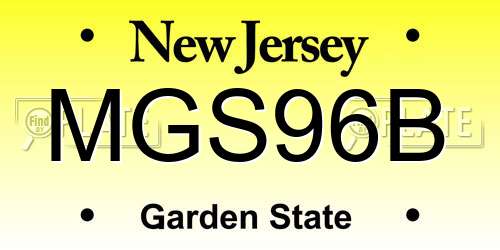 MGS96B New Jersey License Plate
