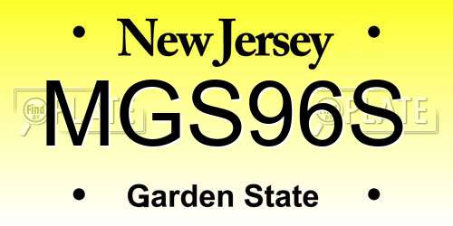MGS96S New Jersey License Plate