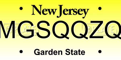 MGSQQZQ New Jersey License Plate