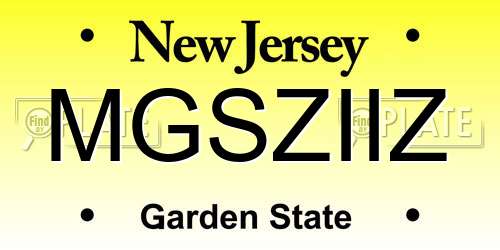 MGSZIIZ New Jersey License Plate
