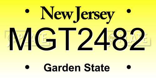 MGT2482 New Jersey License Plate