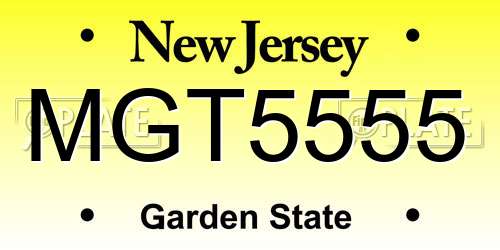 MGT5555 New Jersey License Plate