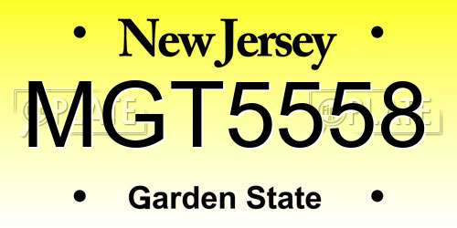 MGT5558 New Jersey License Plate