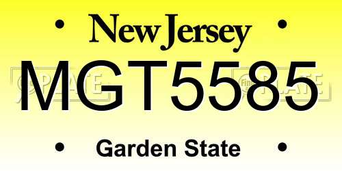 MGT5585 New Jersey License Plate