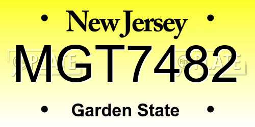 MGT7482 New Jersey License Plate
