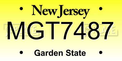 MGT7487 New Jersey License Plate