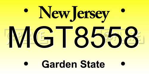 MGT8558 New Jersey License Plate