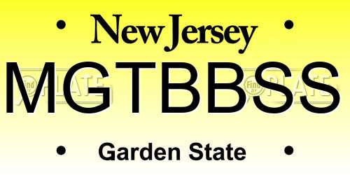 MGTBBSS New Jersey License Plate