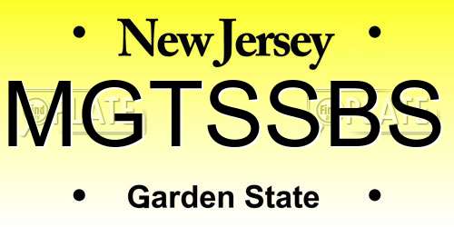 MGTSSBS New Jersey License Plate