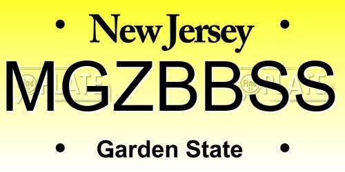MGZBBSS New Jersey License Plate