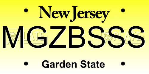 MGZBSSS New Jersey License Plate