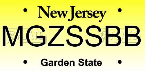 MGZSSBB New Jersey License Plate