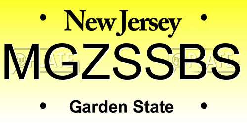 MGZSSBS New Jersey License Plate