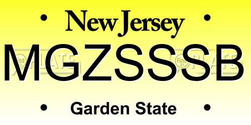 MGZSSSB New Jersey License Plate