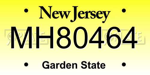 MH80464 New Jersey License Plate